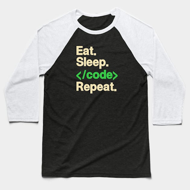 Eat. Sleep. Code. Repeat. Baseball T-Shirt by Issho Ni